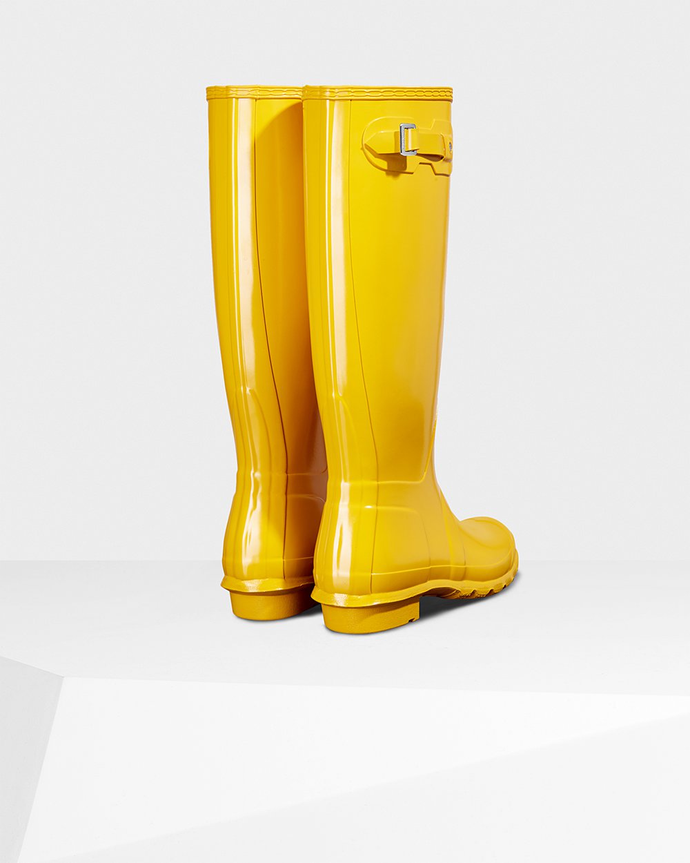 Bottes Hautes de Pluie Hunter Original Gloss Femme Jaune WXQPEGB-34